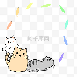 小猫边框图片_简笔画小猫边框