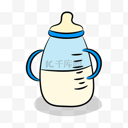 牛奶剪贴画图片_蓝色牛奶婴儿奶瓶剪贴画