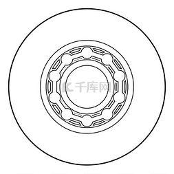 工业设备图标图片_带球的轴承在圆形轮廓黑色矢量插