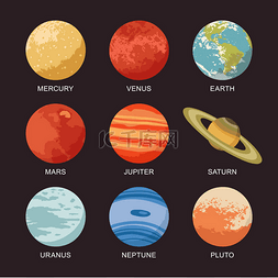 土星图片_孤立太阳系行星的矢量图解：水星