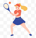 夏日运动少女打网球