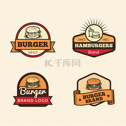快餐店菜单徽章标签汉堡标志