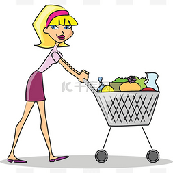 客户框图片_购物车完成产品从超市中的女孩