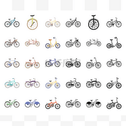 各种自行车卡通, 黑色图标集设计