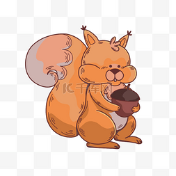 卡通秋季森林动物松鼠