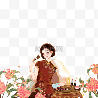 三八女神节女王国潮中国风旗袍美妆美女