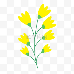 黄色花瓣可爱春天花朵剪纸画