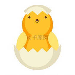 小鸡壳图片_可爱的复活节黄色小鸡插图。