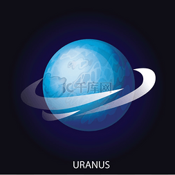 天文学图标图片_行星天王星 3D 卡通矢量图。