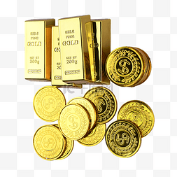 硬币钱币黄金道具金条堆