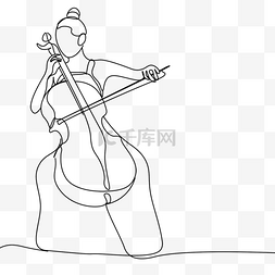 乐器抽象图片_抽象线条画女生大提琴演奏