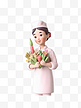 3D立体人物护士拿着花