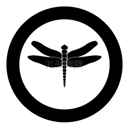 差翅亚目图片_孤立的圆形矢量插图中的蜻蜓黑色