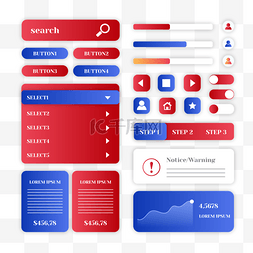 软件ui设计图片_用户界面蓝红色手机用户体验图标