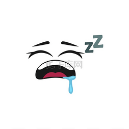 睡眠表情符号与下降的唾液和 z 符