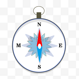 时钟扁平图片_白色蓝色指针平面方向指南针