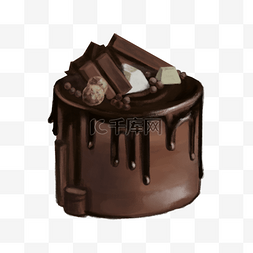 巧克力蛋糕水彩画