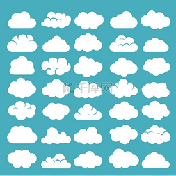 大气震撼图图片_卡通云蓝天背景矢量图上的白色积