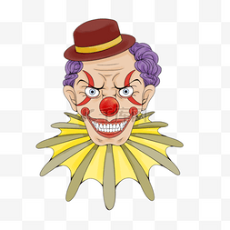 矢量马戏团人物图片_小丑可怕脸紫色头发人物