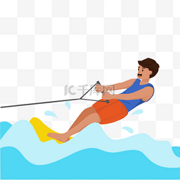 水橇运动男性卡通风格