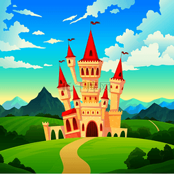 山景观元素图片_城堡景观宫殿童话王国魔法塔中世