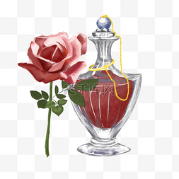 玫瑰水彩精油瓶