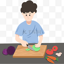蔬菜横切图片_居家做饭的男孩