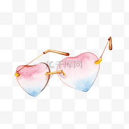 太阳镜素材图片_手绘水彩变色墨镜太阳镜旅行用品