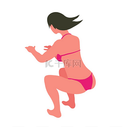 培训师计划图片_穿着泳装的女人蹲着孤立的矢量卡