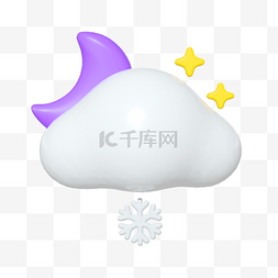 晚上多云图片_c4d天气图标晚上多云转小雪