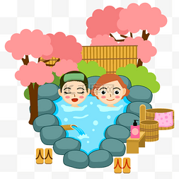 舒服的日本泡温泉插画