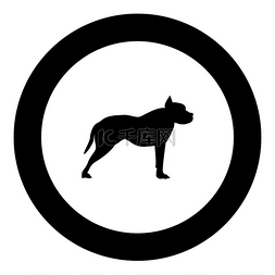 动物狗狗的可爱图片_斗牛梗图标黑色圆圈矢量图解