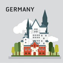 德国新天鹅城堡矢量图