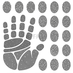 黑白手指图片_一组黑白手指和手掌印，带有独特