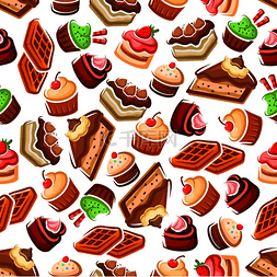 樱桃图案背景图片_纸杯蛋糕和蛋糕、水果甜点和比利