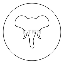 大象标志图片_大象剪影吉祥物的头部前视图非洲