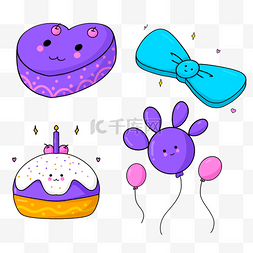 蓝紫气球图片_卡通爱心生日蛋糕