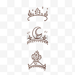 月亮宝石装饰手绘线稿皇冠
