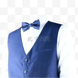 商务白蓝图片_摄影图蓝马甲白衬衫领结