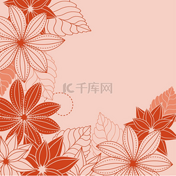 抽象植物背景图片_抽象花卉背景与红色和粉红色的花