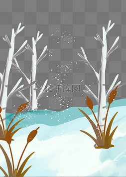 立冬节气挂雪树木冬天冬季下雪
