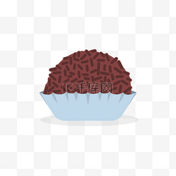 棕色布背景图片_巴西甜点巧克力球蓝色纸杯蛋糕
