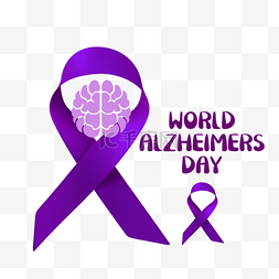 紫色丝带大脑世界老年痴呆症日