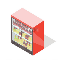 模型冰箱图片_用于冷却瓶装饮料的展示柜冰箱。