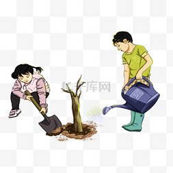 世界植树造林日儿童种树浇水