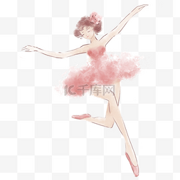 时尚运动服装图片_红色水彩芭蕾舞者女性