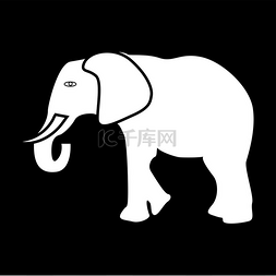 大象白色图标.. 大象是白色图标。