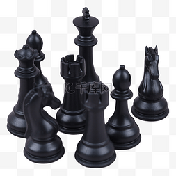 八个国际象棋黑色棋子简洁