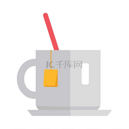 茶一杯图片_一杯茶矢量扁平式设计白色茶杯配