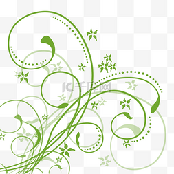 树枝绿色曲线小花抽象边框